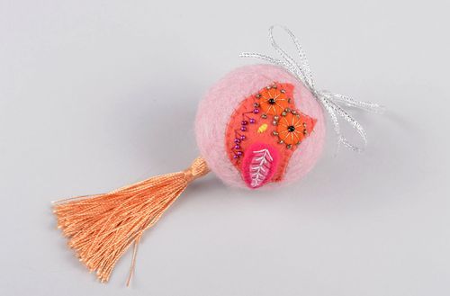 Soft handmade Christmas tree decorations felted wool  Christmas ball home decor - MADEheart.com