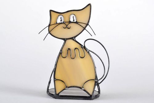 Stained glass candlestick Kitten - MADEheart.com