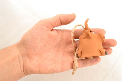 Designer ceramic bell in the shape of cheerful bull - MADEheart.com