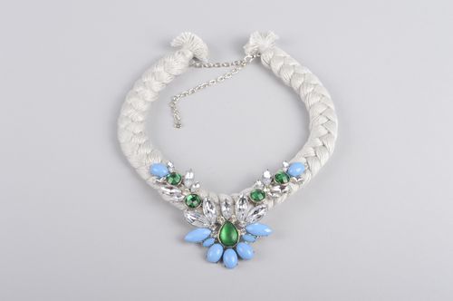 Handmade beautiful necklace unusual textile necklace festive accessory - MADEheart.com