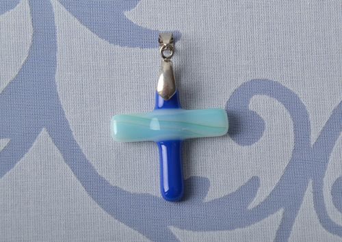 Pendentif en verre technique de fusion Croix  - MADEheart.com