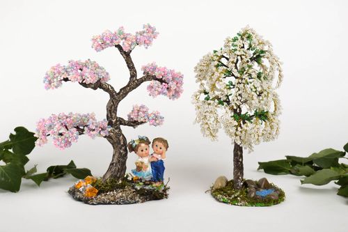 Homemade home decor beaded trees 2 decorative tree unique gifts table decoration - MADEheart.com