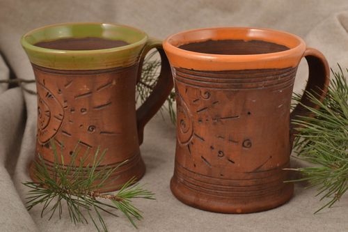 Handmade beer mug stein for beer 2 ceramic beer mugs 500 ml kitchen utensils - MADEheart.com
