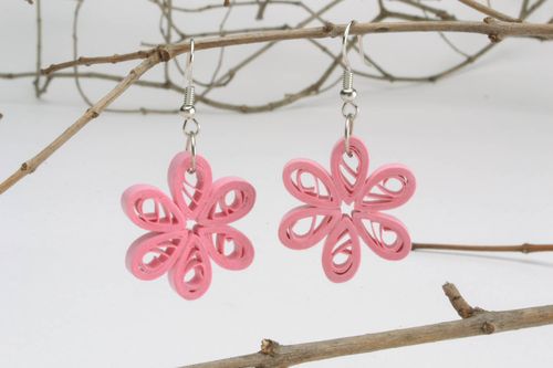 Brincos cor de rosa de papel para quilling - MADEheart.com