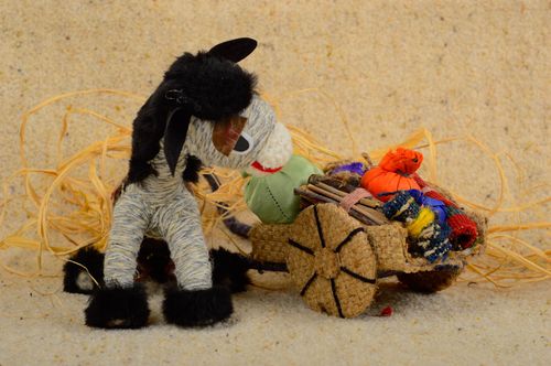 Handmade donkey and cart statuette beautiful figurine cute decor decision  - MADEheart.com
