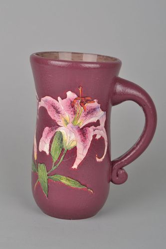 45 oz ceramic water pitcher in lily color and design 2,8 lb - MADEheart.com