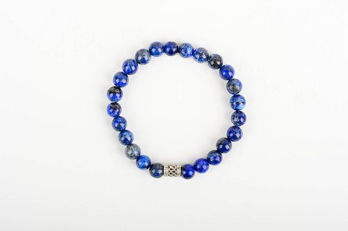 Bracelet pierres naturelles Bijou fait main bleu Accessoire pour femme - MADEheart.com