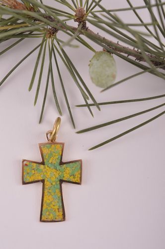 Unusual handmade cross pendant metal cross gemstone pendant fashion tips - MADEheart.com