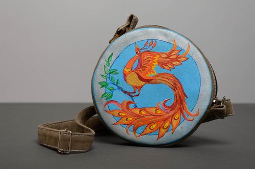 Round denim bag with long handle - MADEheart.com