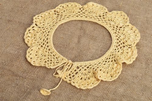 Beautiful unusual handmade removable crochet lace collar for women cotton - MADEheart.com