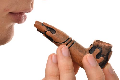 Molded clay smoking pipe clay smoking pipe present for friend smoking accessory - MADEheart.com