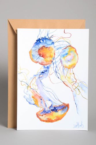 Tableau imprimé fait main Décoration murale Méduses Déco maison design - MADEheart.com