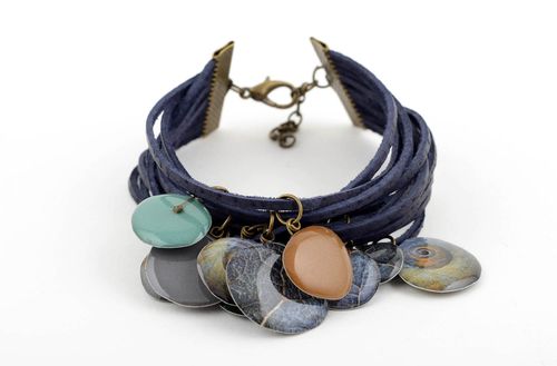 Unusual handmade suede bracelet stylish bracelet with charms gifts for her - MADEheart.com