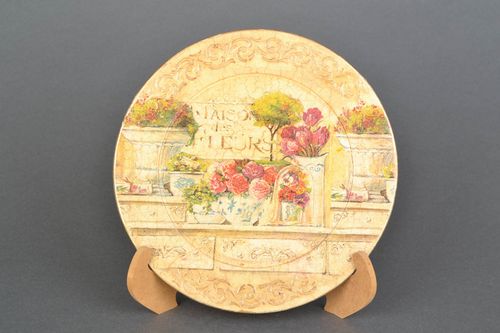 Assiette décorative en serviettage Roses faite main - MADEheart.com