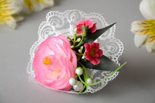 Unusual gentle beautiful handmade wrist boutonniere bracelet for bridesmaid - MADEheart.com