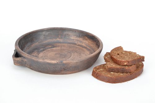 Padella in ceramica fatta a mano con maniche prodotti realizzati in argilla  - MADEheart.com