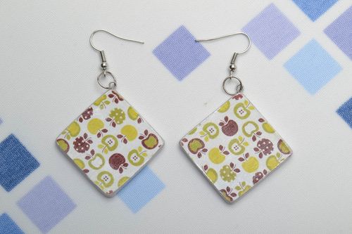 Decoupage wooden earrings - MADEheart.com