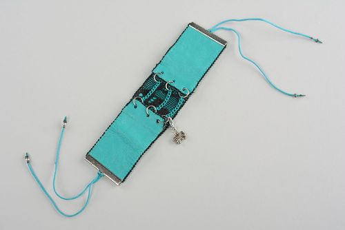 Turquoise leather bracelet - MADEheart.com