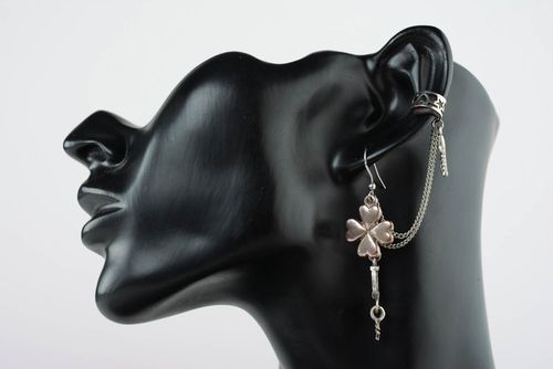 Metal cuff earrings Clover for Good Luck - MADEheart.com