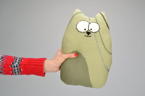 Игрушка подушка Зеленый кот - MADEheart.com