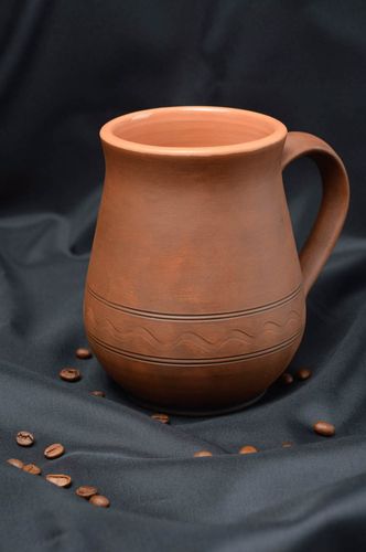 XL 16 oz ceramic glazed inside beer, coffee, tea cup with handle and no pattern - MADEheart.com