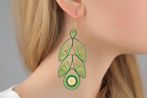 Longues boucles doreilles en papier quilling  - MADEheart.com