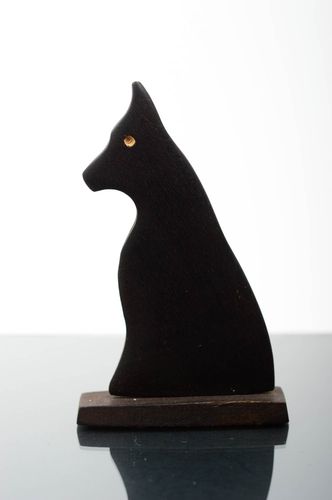 Figurine décorative Statuette en bois fait main chien noir Décoration intérieure - MADEheart.com