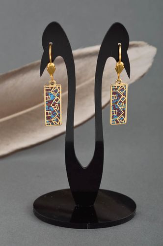Handmade beautiful cute earrings dangling earrings brass jewelry present - MADEheart.com