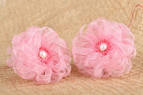 Handmade children scrunchy hair accessories flower barrettes present for girl - MADEheart.com