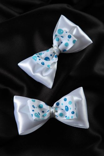Childrens handmade hair bow 2 pieces textile bow hair clip trendy hair - MADEheart.com