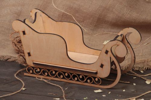 Handmade plywood craft blank decorative stand for bottle in the shape of sledge - MADEheart.com