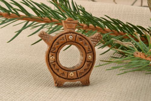 Ciondolo di legno brocca fatto a mano pendente etnico accessori donna - MADEheart.com