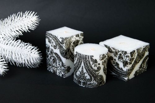 Beautiful handmade paraffin candles 3 pieces interior decorating small gifts - MADEheart.com