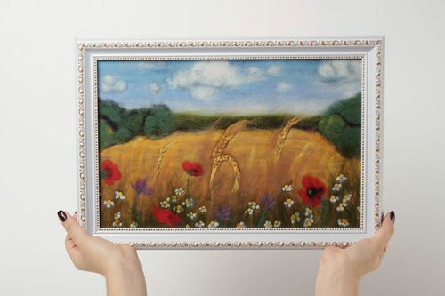 Panel decorativo adorno artesanal de lana natural decoración de interior - MADEheart.com