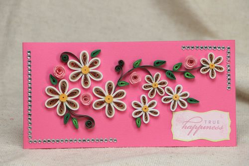 Quilling greeting card with flowers - MADEheart.com