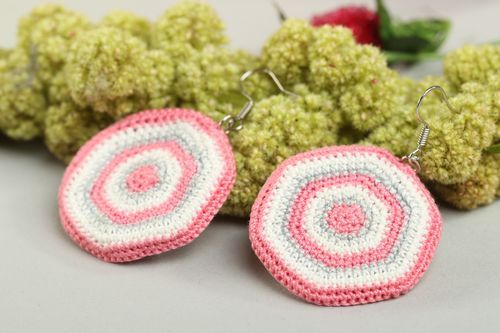 Orecchini di cotone fatti a mano orecchini originali rotondi accessori donna - MADEheart.com