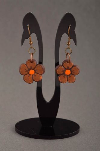 Flower earrings handmade designer polymer clay accessories fashion jewelry - MADEheart.com