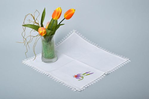 Handmade cross stitch embroidered napkin home textiles table decor ideas - MADEheart.com