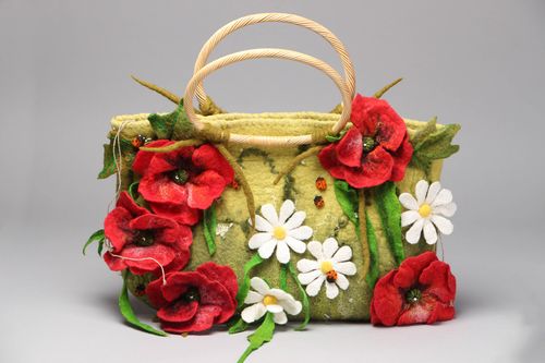 Handmade wool clutch bag Spring - MADEheart.com