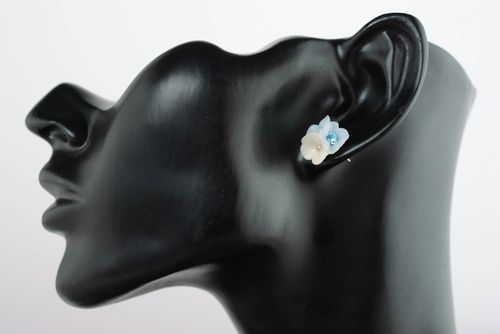 Polymer clay cuff earrings Spring sky - MADEheart.com