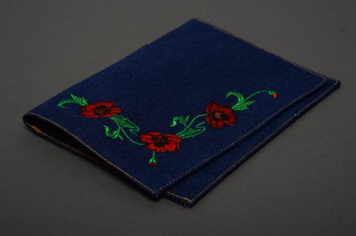 Denim notebook cover with embroidery - MADEheart.com