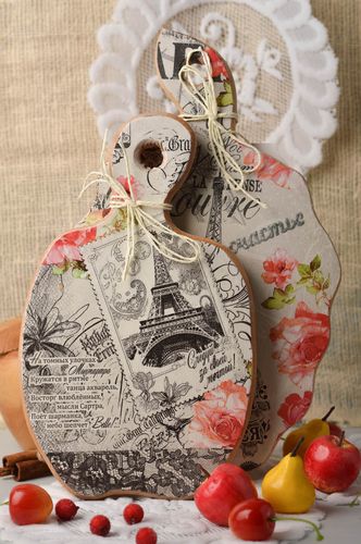 Planches à découper en bois faites main 2 pièces Décoration murale cuisine - MADEheart.com