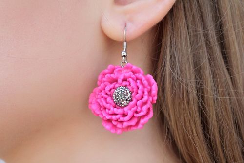 Polymer clay earrings Peony - MADEheart.com