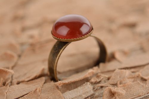 Unusual handmade metal ring stylish glass cabochon ring cool jewelry designs - MADEheart.com