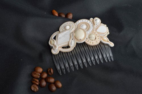 Bridal hair comb handmade hair accessories soutache jewelry gift ideas for her - MADEheart.com