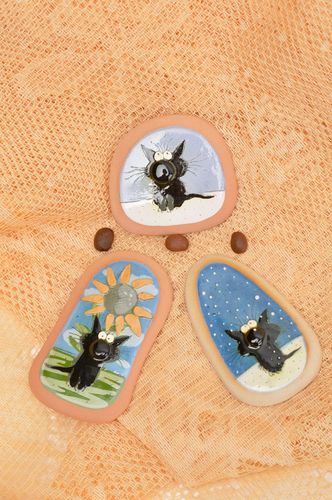 Unusual handmade ceramic fridge magnet cool fridge magnets 3 pieces gift ideas - MADEheart.com