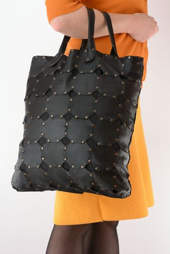 Mala grande de couro e tecido a tiracolo feita à mão  - MADEheart.com