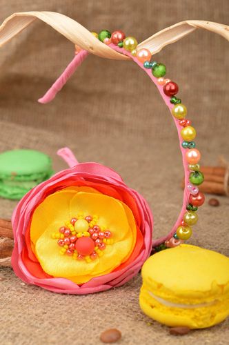 Conjunto de accesorios para el pelo hechos a mano pinza con flor y diadema  - MADEheart.com