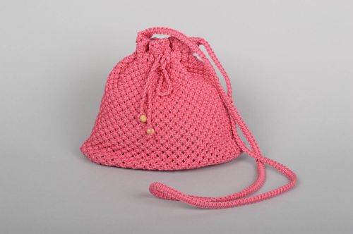 Handmade Makramee Tasche Mode Accessoire Sack Tasche für Kinder in Rosa - MADEheart.com