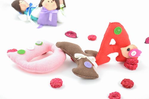 Set of 3 handmade colorful decorative felt soft letters D Y A - MADEheart.com